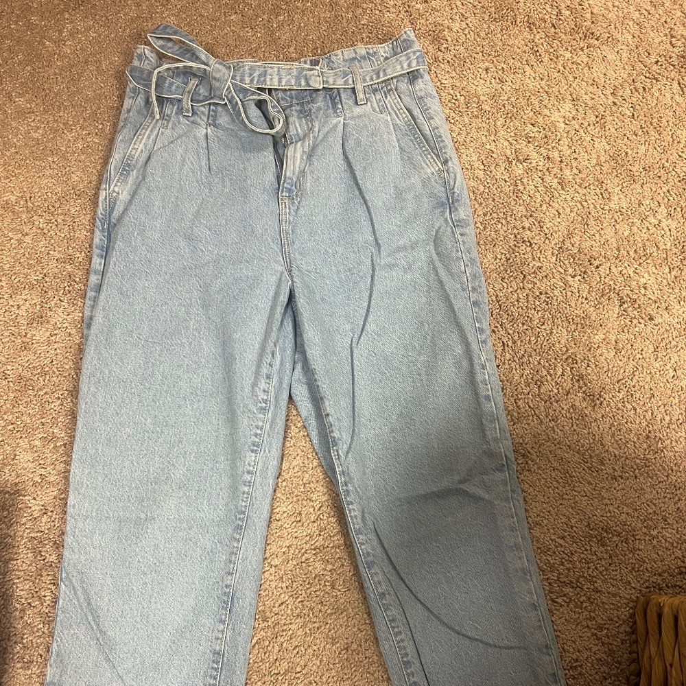 High waisted with tie jeans